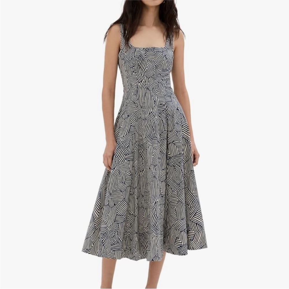 Joie navy and White Abstract Midi Dress size 8